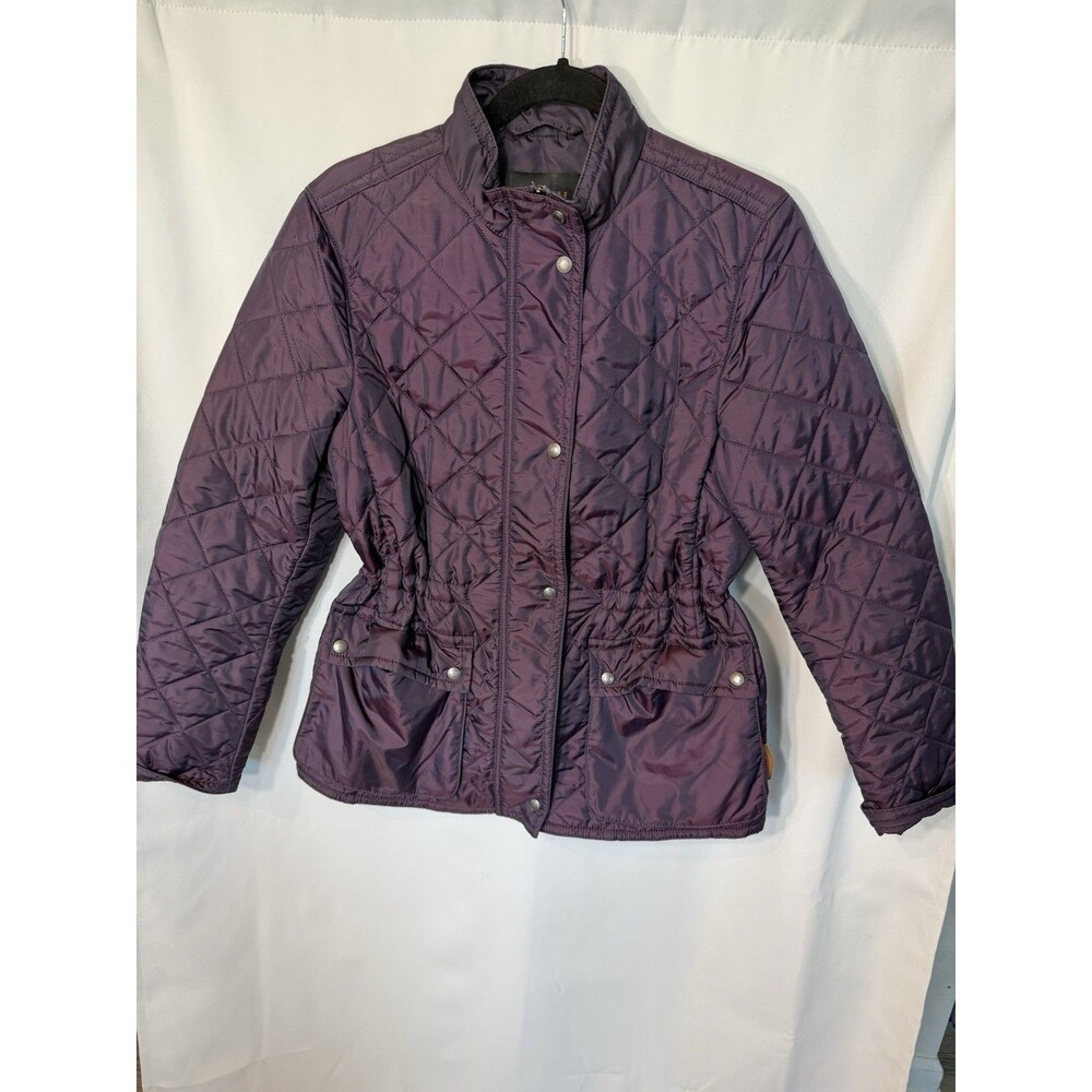 Coach Womens Jacket Medium Purple Diamond Quilted Puffer Coat Iridescent
